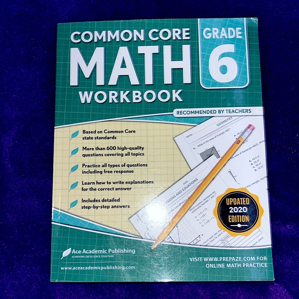 Sixth grade math workbook, almost new